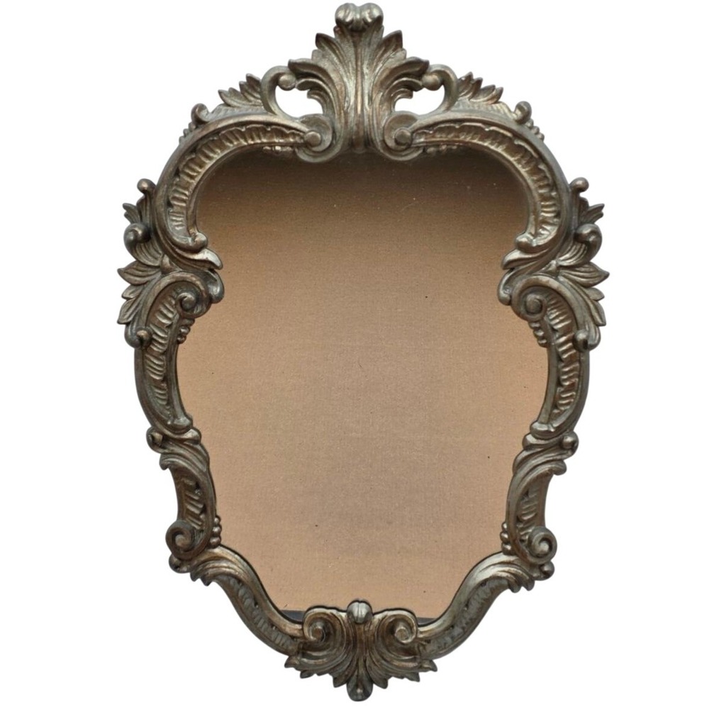 Vintage Italian Ornate Wall Mirror Antique Silver Rococo Baroque Frame Italy